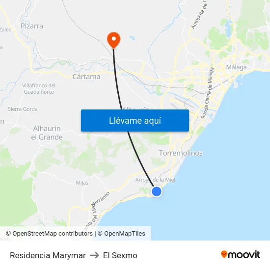 Residencia Marymar to El Sexmo map