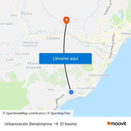 Urbanización Benalmarina to El Sexmo map