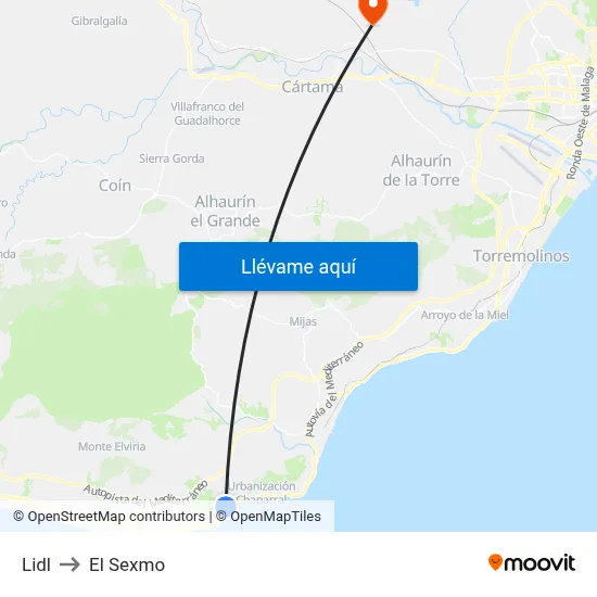 Lidl to El Sexmo map