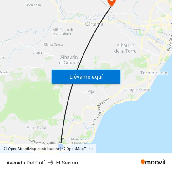 Avenida Del Golf to El Sexmo map