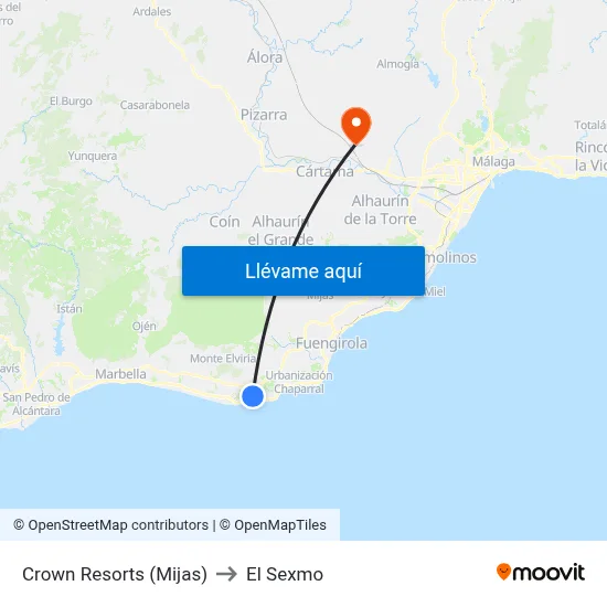 Crown Resorts (Mijas) to El Sexmo map