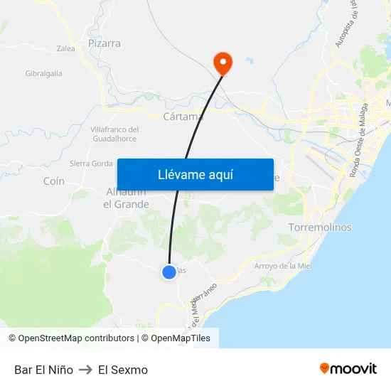 Bar El Niño to El Sexmo map