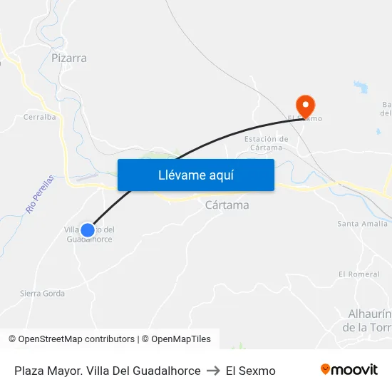 Plaza Mayor. Villa Del Guadalhorce to El Sexmo map