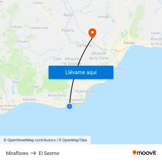 Miraflores to El Sexmo map