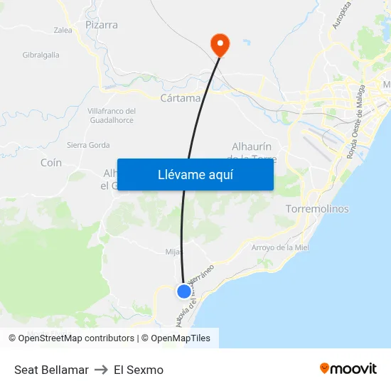 Seat Bellamar to El Sexmo map