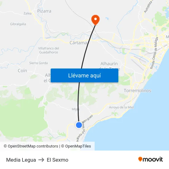 Media Legua to El Sexmo map