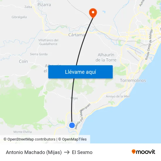Antonio Machado (Mijas) to El Sexmo map