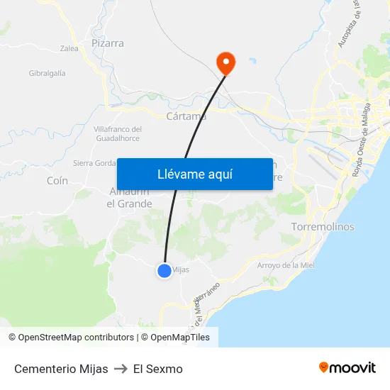 Cementerio Mijas to El Sexmo map