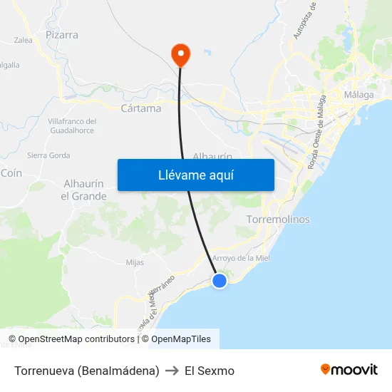 Torrenueva (Benalmádena) to El Sexmo map