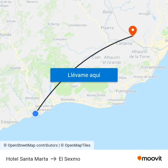 Hotel Santa Marta to El Sexmo map