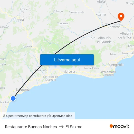 Restaurante Buenas Noches to El Sexmo map