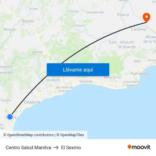 Centro Salud Manilva to El Sexmo map