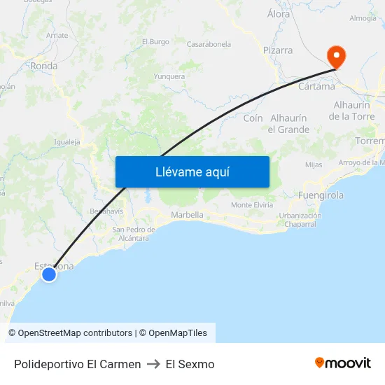 Polideportivo El Carmen to El Sexmo map
