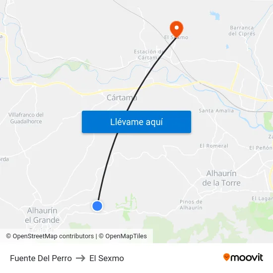 Fuente Del Perro to El Sexmo map