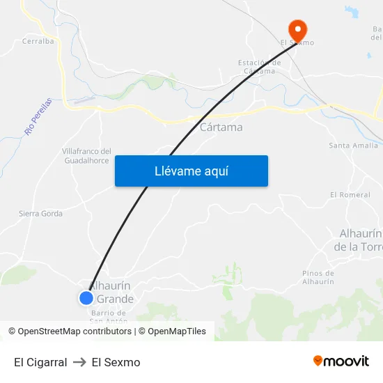 El Cigarral to El Sexmo map