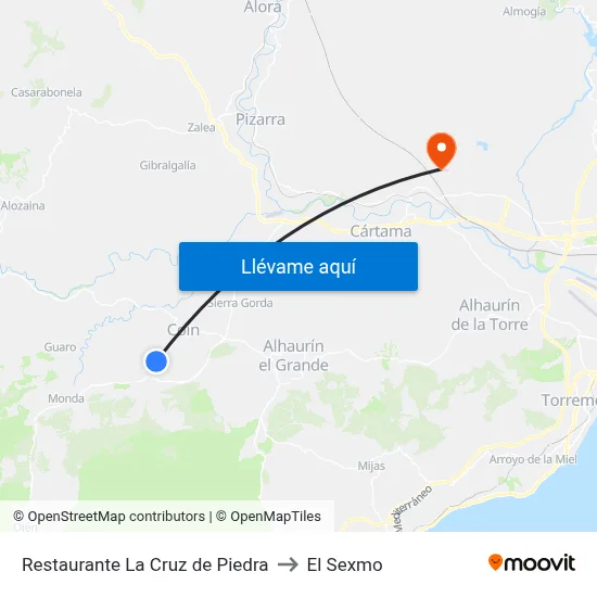 Restaurante La Cruz de Piedra to El Sexmo map