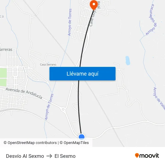 Desvío Al Sexmo to El Sexmo map