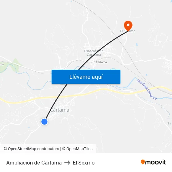 Ampliación de Cártama to El Sexmo map