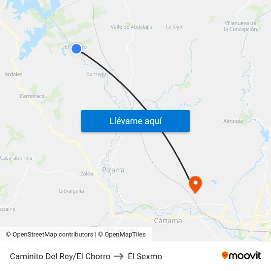 Caminito Del Rey/El Chorro to El Sexmo map