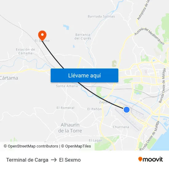 Terminal de Carga to El Sexmo map