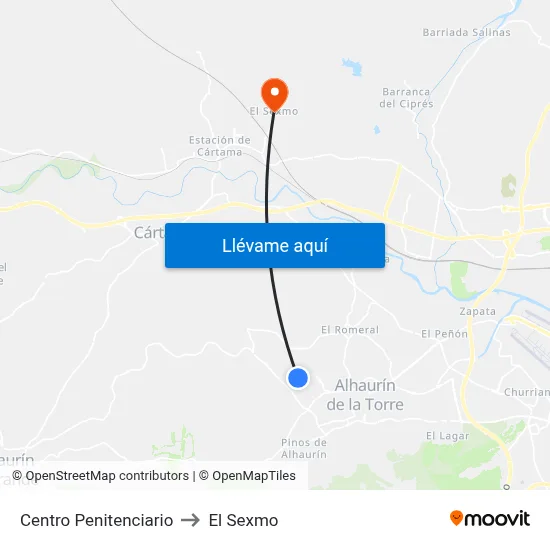 Centro Penitenciario to El Sexmo map