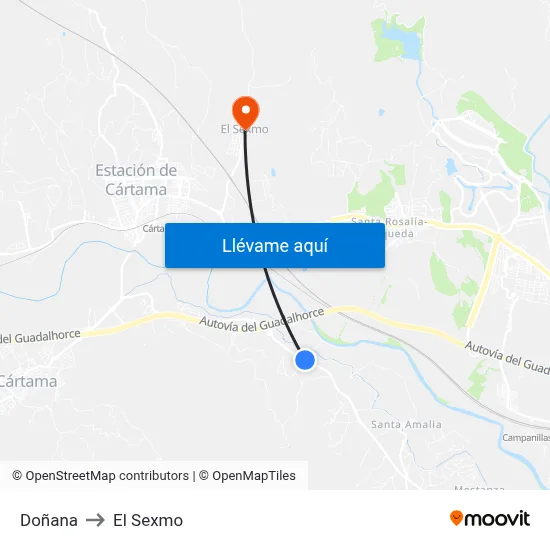 Doñana to El Sexmo map