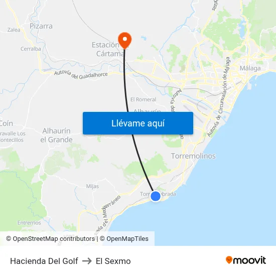 Hacienda Del Golf to El Sexmo map