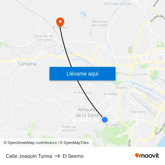 Calle Joaquin Turina to El Sexmo map