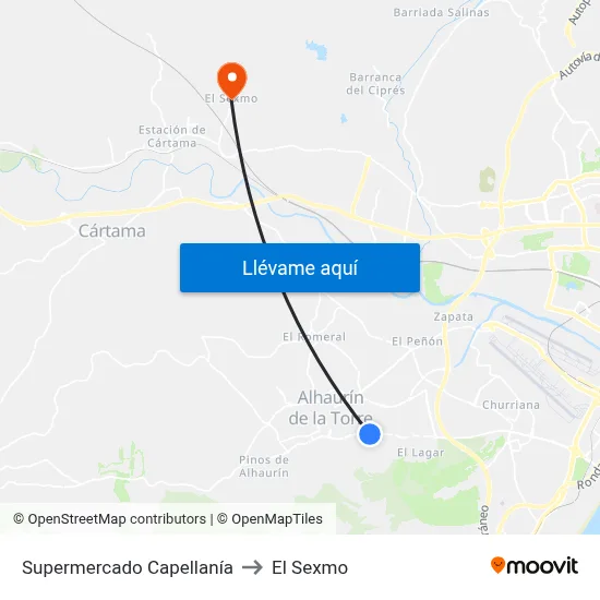 Supermercado Capellanía to El Sexmo map