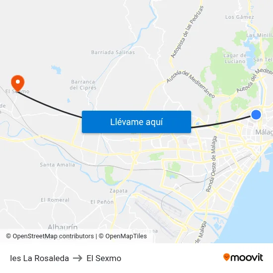 Ies La Rosaleda to El Sexmo map