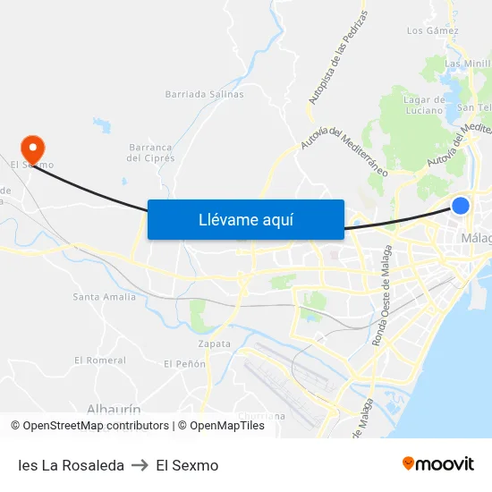 Ies La Rosaleda to El Sexmo map