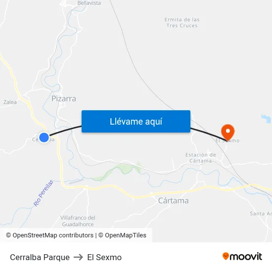 Cerralba Parque to El Sexmo map