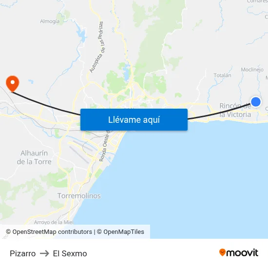 Pizarro to El Sexmo map