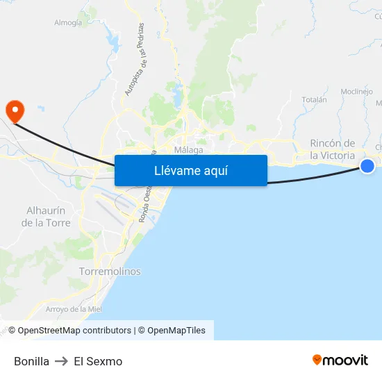 Bonilla to El Sexmo map