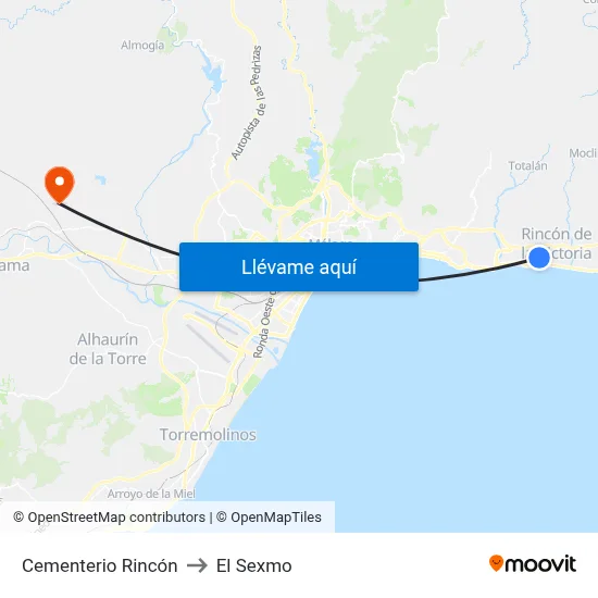 Cementerio Rincón to El Sexmo map