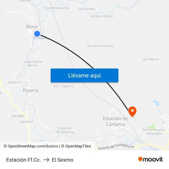 Estación Ff.Cc. to El Sexmo map