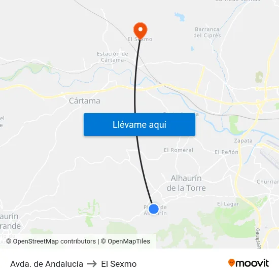 Avda. de Andalucía to El Sexmo map
