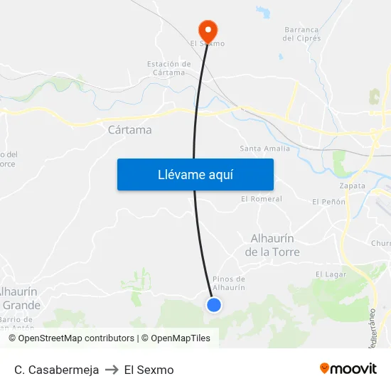 C. Casabermeja to El Sexmo map