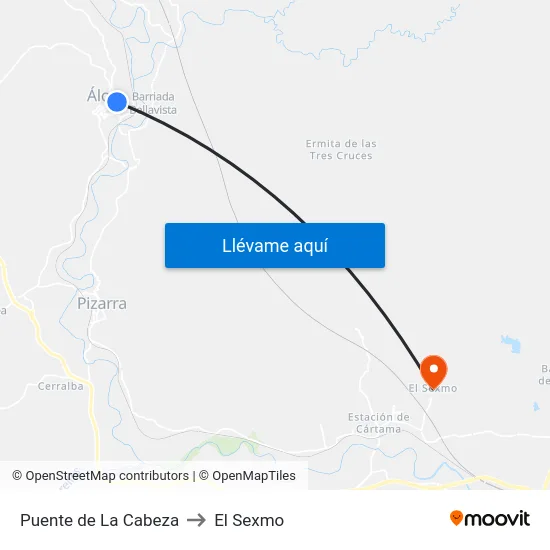 Puente de La Cabeza to El Sexmo map