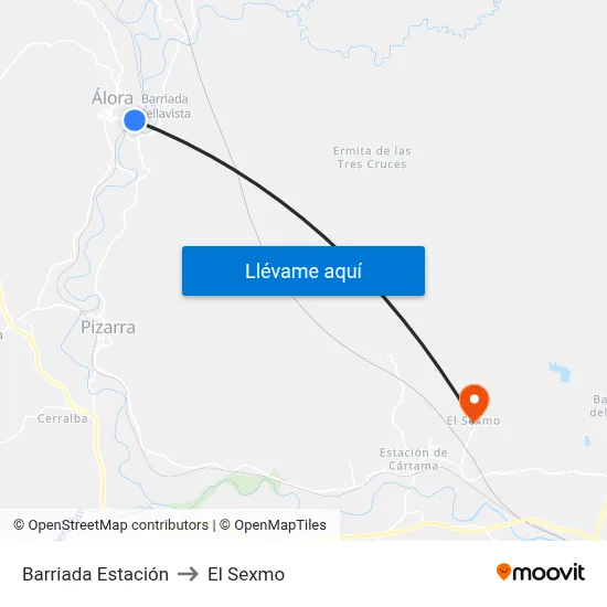 Barriada Estación to El Sexmo map