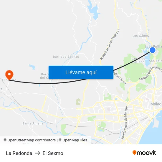 La Redonda to El Sexmo map