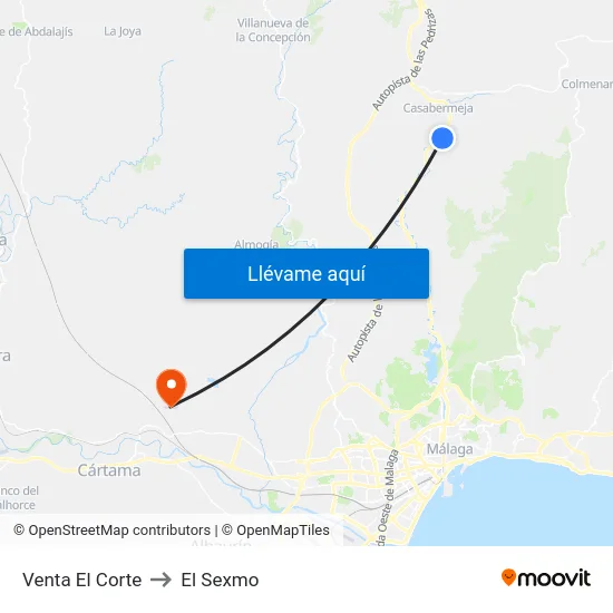 Venta El Corte to El Sexmo map