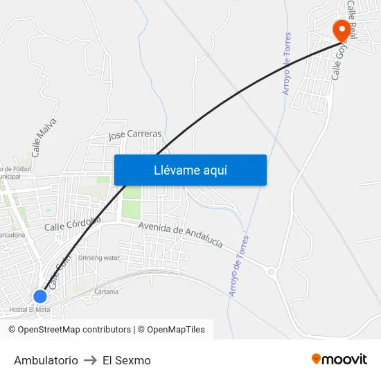Ambulatorio to El Sexmo map