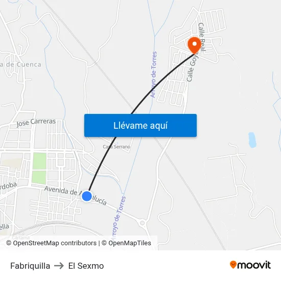 Fabriquilla to El Sexmo map