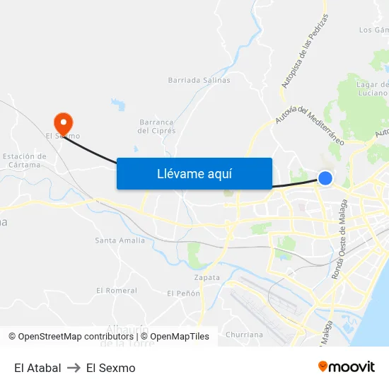 El Atabal to El Sexmo map