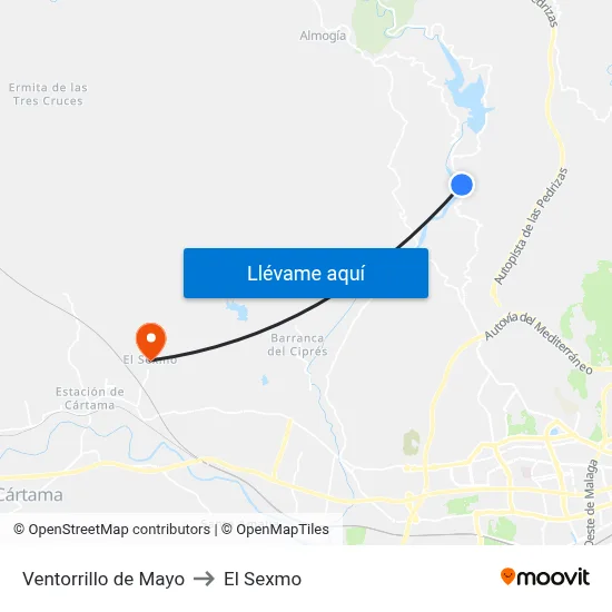 Ventorrillo de Mayo to El Sexmo map