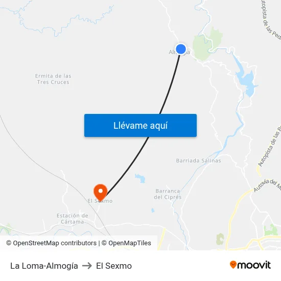 La Loma-Almogía to El Sexmo map
