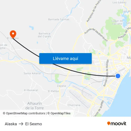 Alaska to El Sexmo map