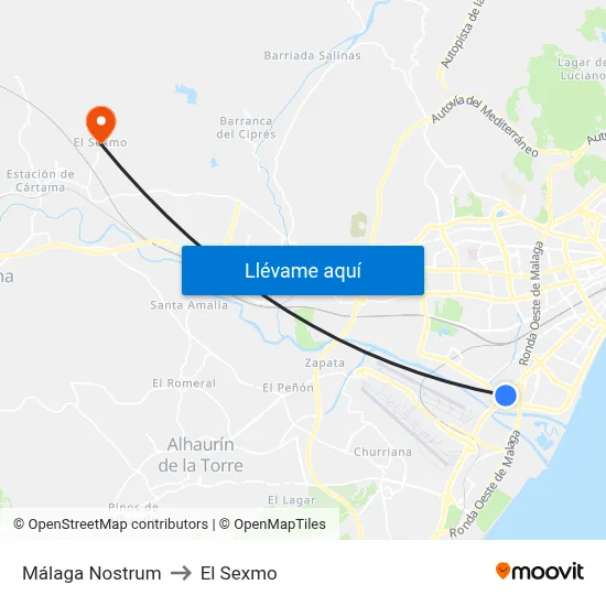 Málaga Nostrum to El Sexmo map