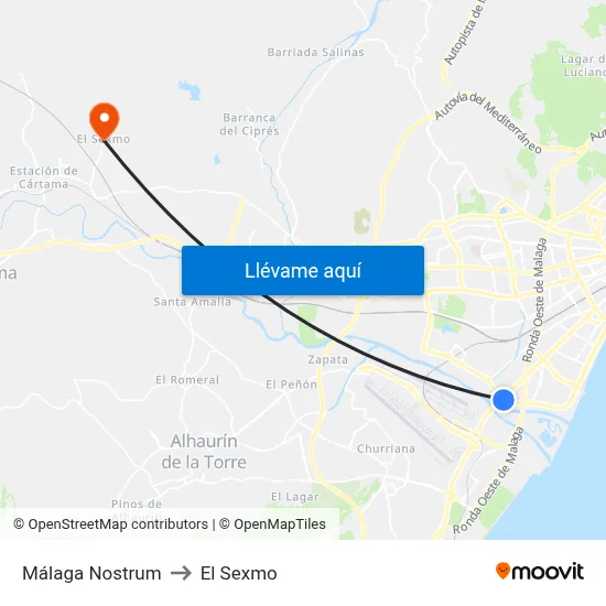 Málaga Nostrum to El Sexmo map